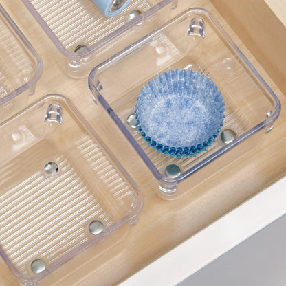 iDesign Plastic Drawer Organizer Bins - Storage for Kitchen, Bathroom, and Desk Drawers - Set of 6 - Clear