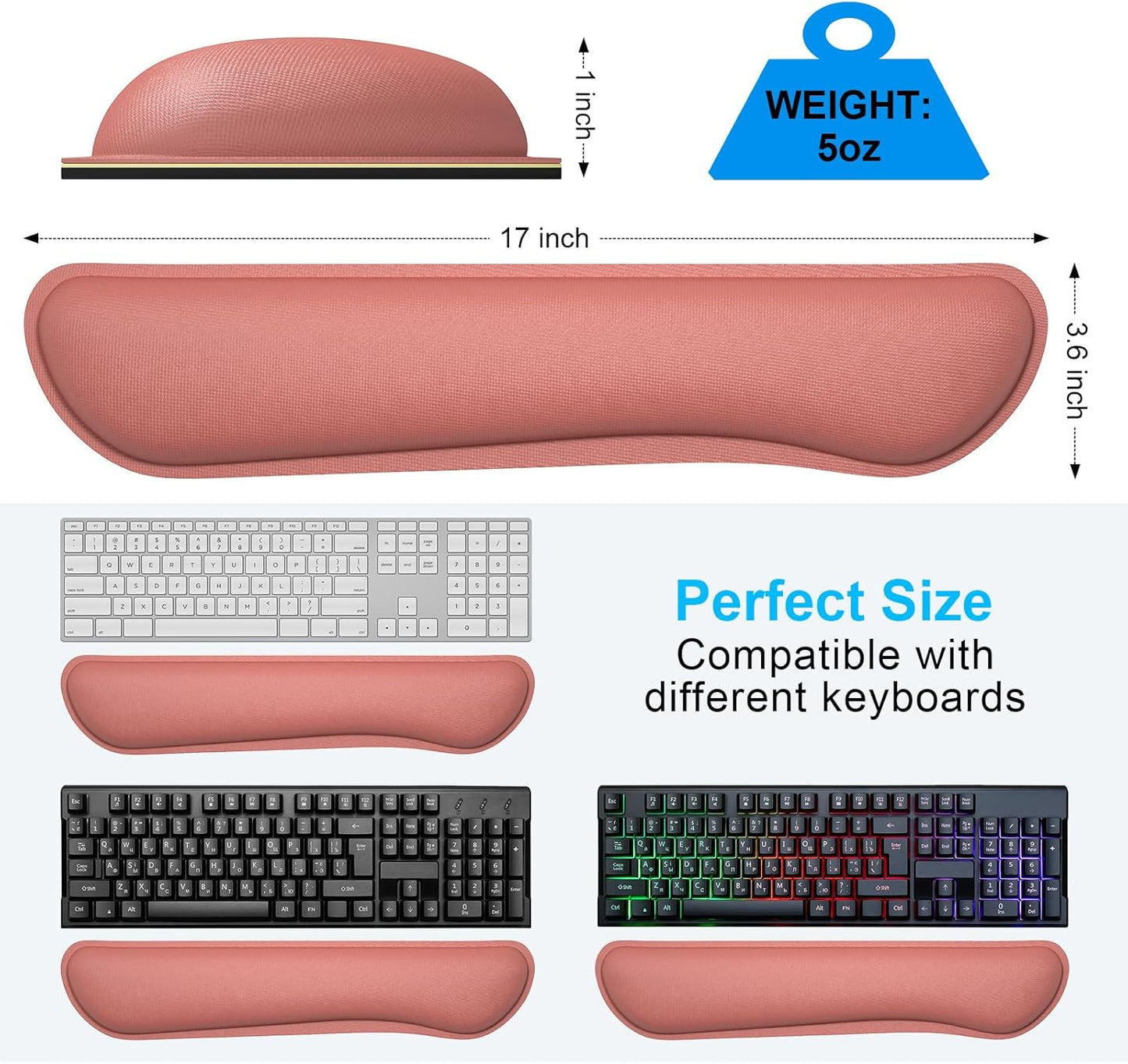 Dapesuom Enlarge Keyboard Wrist Rest, Cute Memory Foam Keyboard Wrist Cushion for Computer Desk Mats Support, Typing Pain Relief Ergonomic Mouse Pad Rests with Non-Slip Base for Gaming, Laptop, Purple
