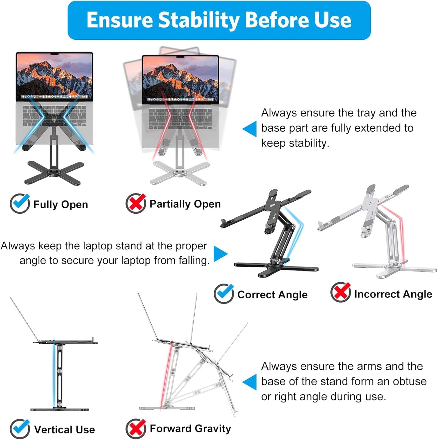 OMOTON LA10 360° Rotating Laptop Stand Riser for Desk, Ergonomic Foldable Computer Stand Adjustable Height Angles for Collaborative Work, Easy Storage Fit Macbooks,All Laptops up to 16 inches, Silver