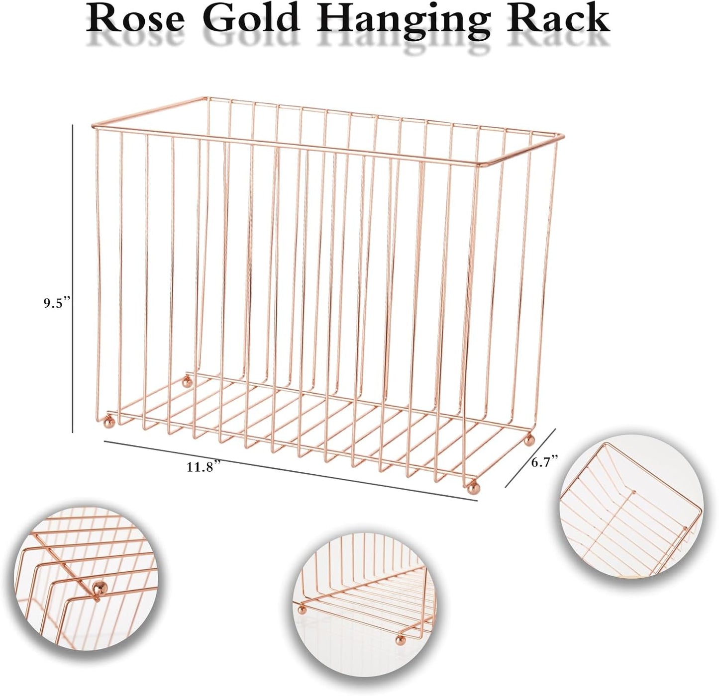 Hanging Rose Gold File Organizer, equipped with a 6-piece set of rose gold desktop accessories