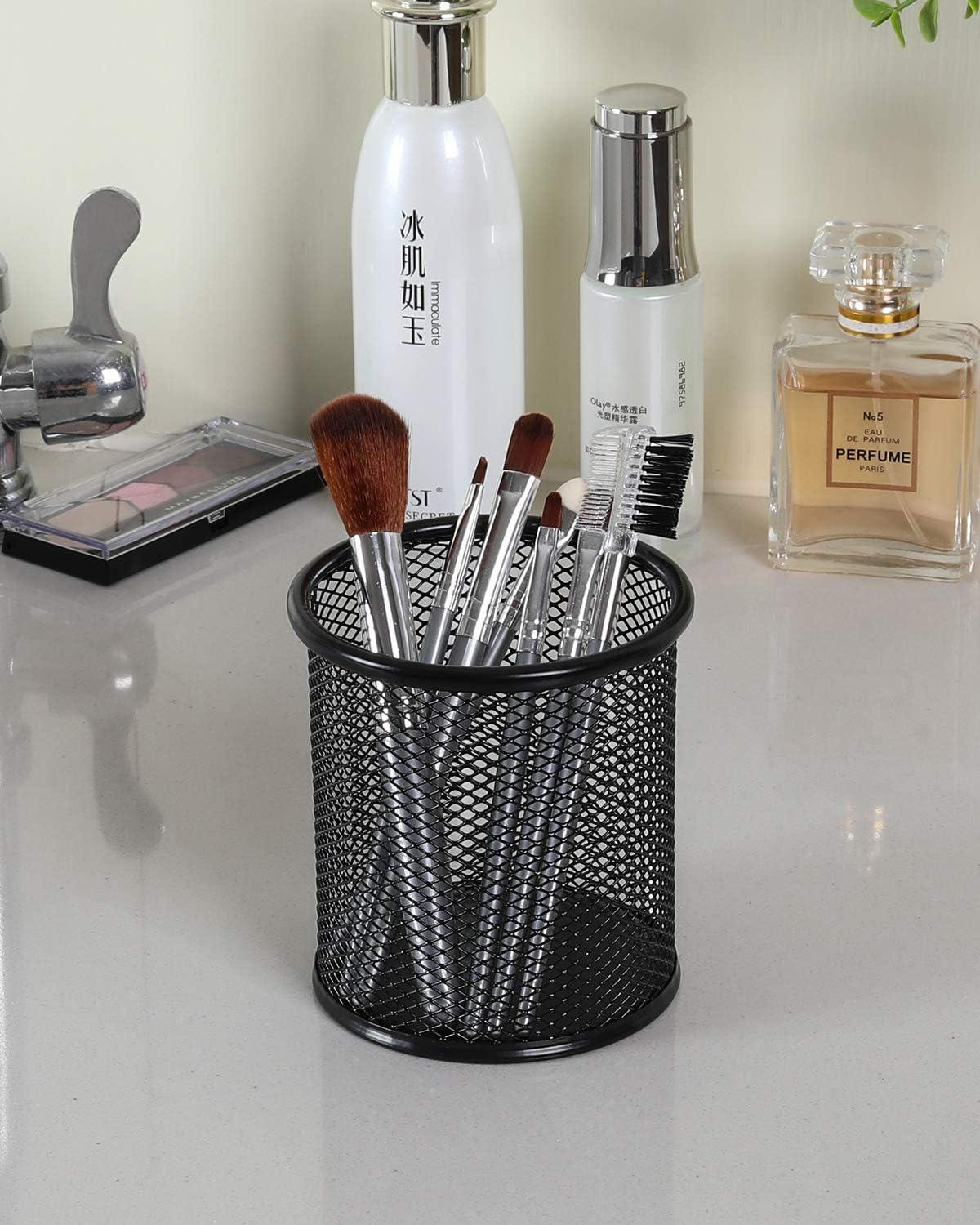 EasyPAG Pencil Holder for Desk, 2 Pack Metal Pen Organizer, Mesh Pencil Cup Organizer for Home, Office, Classroom, School, Black