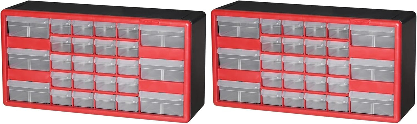 Akro-Mils 24-Drawer Plastic Drawer Storage Cabinet for Garage Organization, Bead Organizer, Building Bricks Storage, Teacher Toolbox, Makeup Organizer, 20" W x 6" D x 16" H, 10124 Black