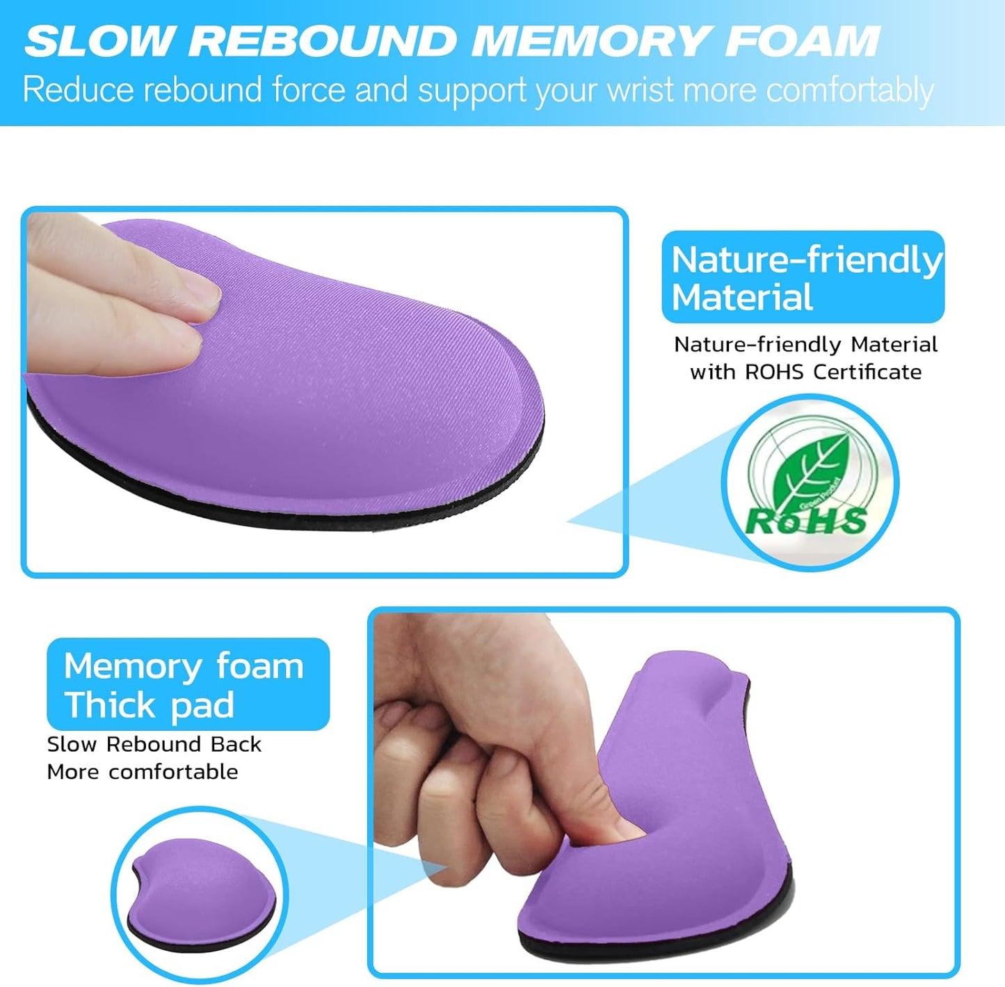 Keyboard Wrist Rest and Mouse Wrist Rest Set - Ergonomic Memory Foam Wrist Cushion - for Wrist Support on Computer, Laptop, Office, Playing Games, Typing Relieves Wrist Pain Black