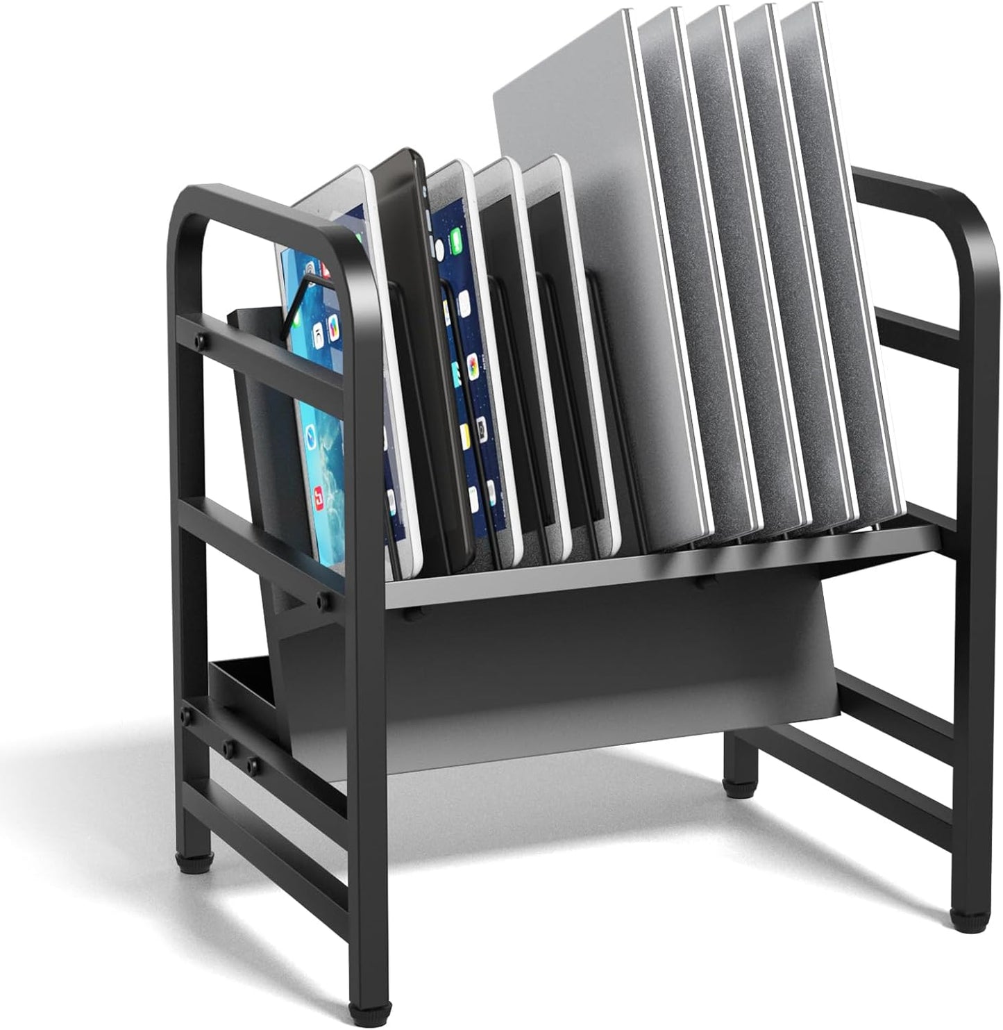 Moricher Chromebooks Charging Station 12-Slot Open Charging and Storage Rack with Leveling Feet for iPads, Tablets and Laptop Computers – Ideal for Classrooms, Offices, and Libraries