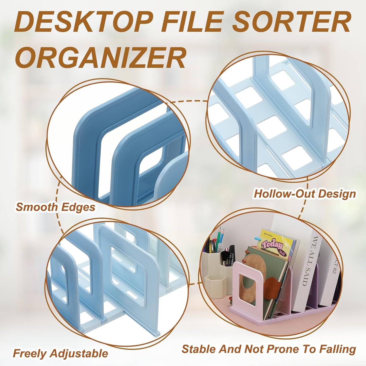 PATIKIL Vertical File Organizer, 8 Slots Desk File Organizer Vertical Upright Holder Plastic Adjustable Shelf Dividers for Desktop Sorter Office Magazine Rack Stand Bookshelf, Green