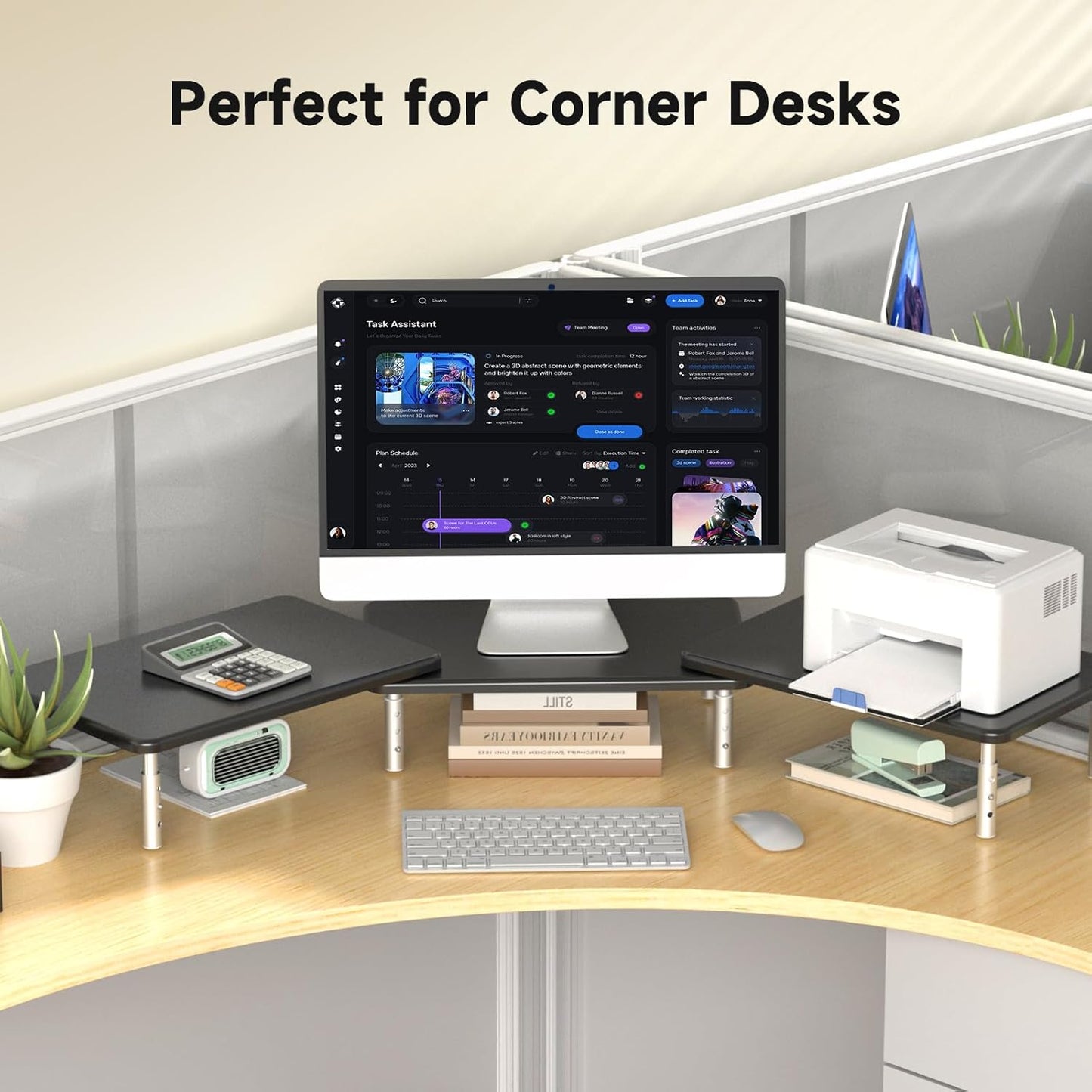 suptek Computer Monitor Stand Riser,Monitor Riser for Laptop, Printer, Notebook and All Flat Screen TV Display with Vented Platform,3 Height Adjustable Laptop Riser,1 Pack,Black(MST003)