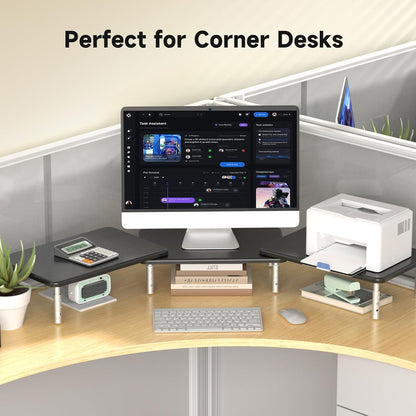 suptek Computer Monitor Stand Riser,Monitor Riser for Laptop, Printer, Notebook and All Flat Screen TV Display with Vented Platform,3 Height Adjustable Laptop Riser,1 Pack,Black(MST003)