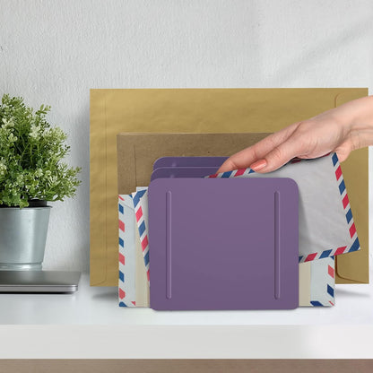 Acrimet 4-Section Vertical Metal File Sorter, Desktop File Organizer for Papers, Folders & Documents, Space-Saving Office Organizer, Purple
