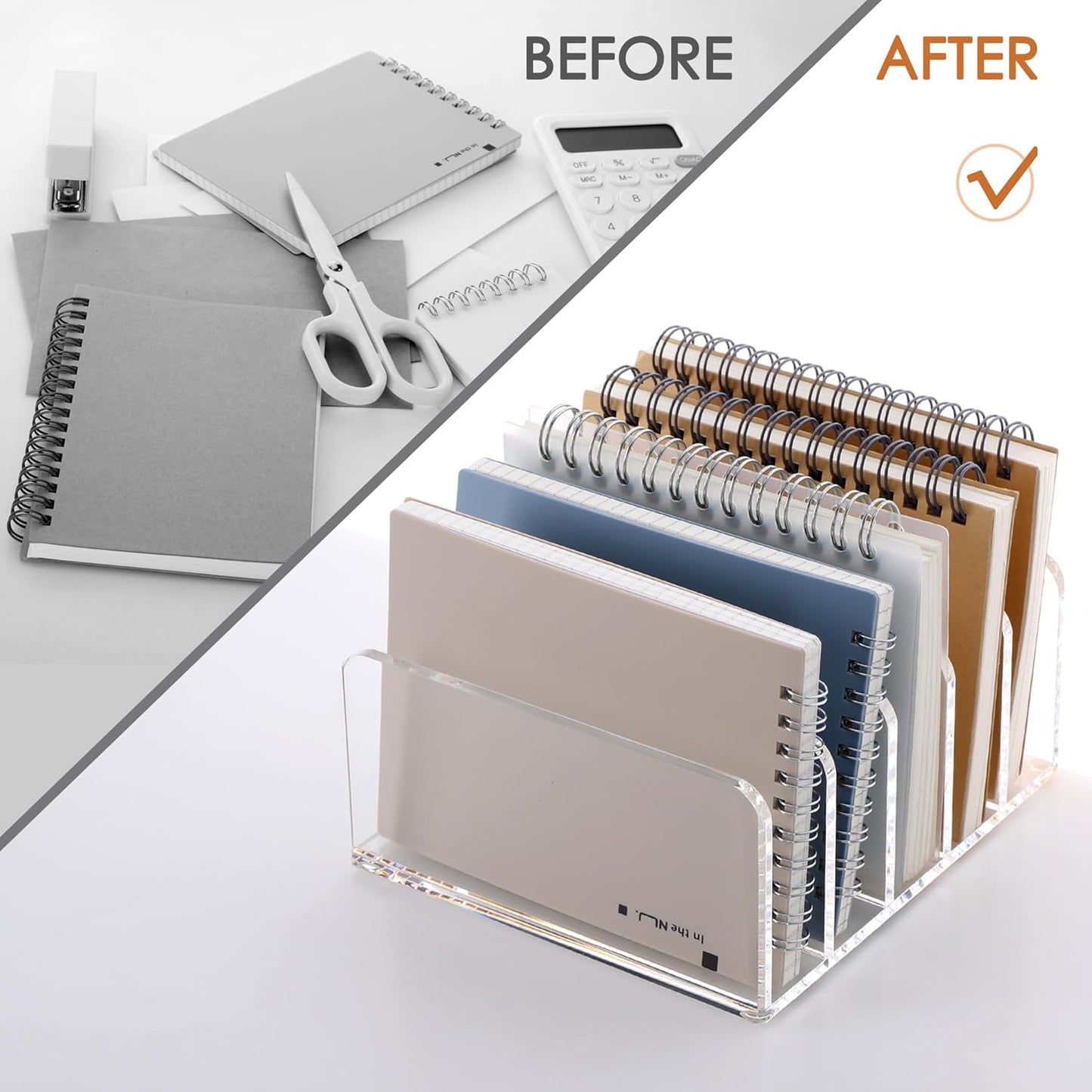 SANRUI 3 Compartments Mail Organizer Letter Holder for Desk ,Vertical Letter Holder,File Sorter Acrylic Desk Organizer Office Supplies,Clear