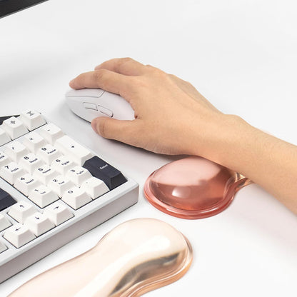 Ergonomic Gel Keyboard and Mouse Wrist Rest Set – Clear Wrist Rest for Computer Keyboard 60%/68%/75%, Comfort & Support for Typing and Gaming (Grey Purple)