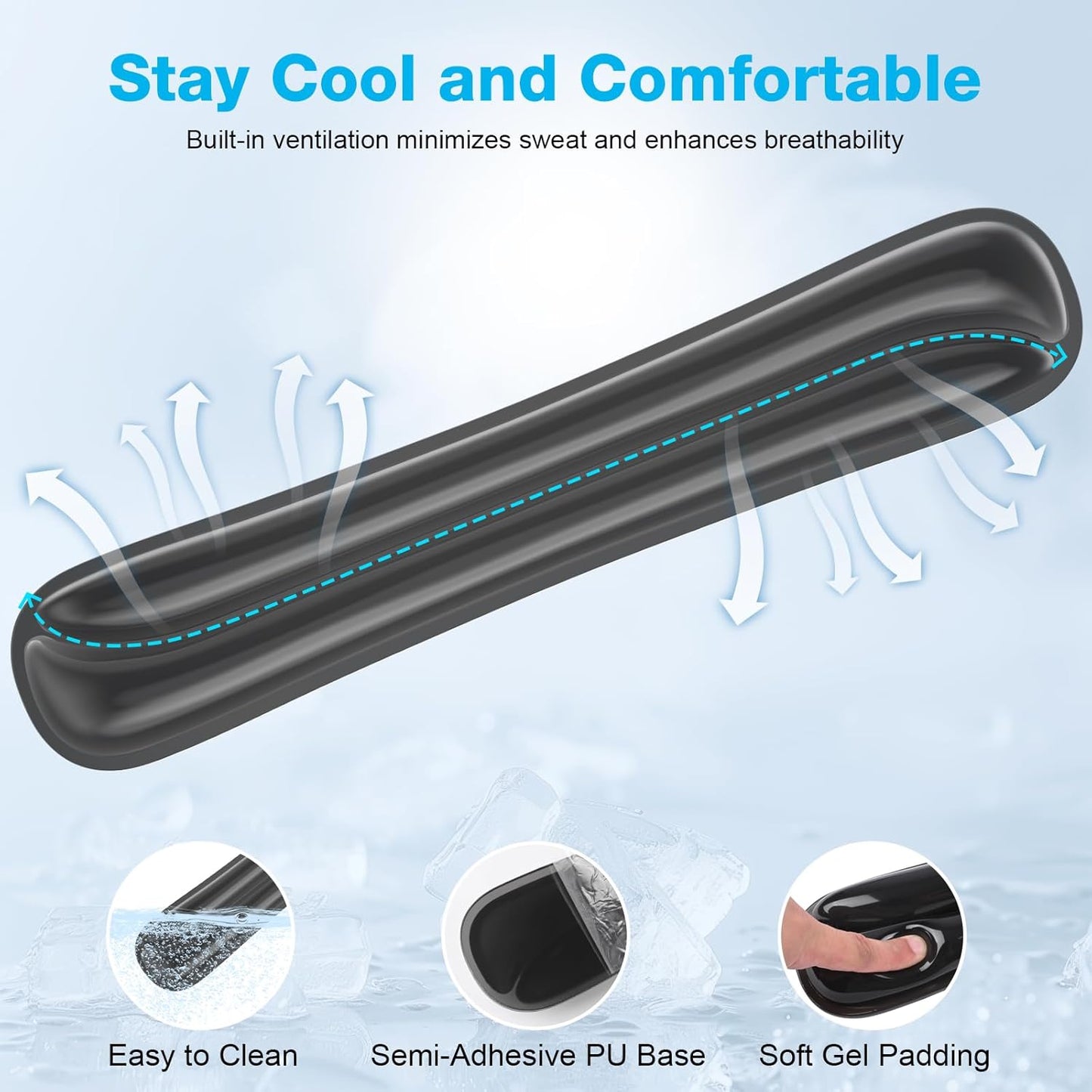 Gel Mouse pad & Keyboard Wrist Rest Set, Ergonomic Keyboard and Mousepad with Wrist Support, Keyboards Wrist Rest, Computer Keyboards Pad, Cooling Gel Blue