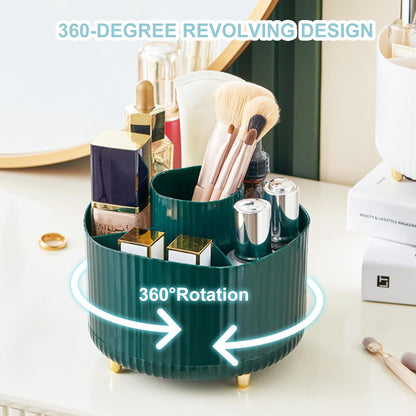 Cayxenful Pencil Holder For Desk,5 Slots 360°Degree Rotating Desk Organizers And Accessories,Desktop Storage Stationery Supplies Organizer, Cute Pencil Cup Pot For Office, School, Home (B-White)