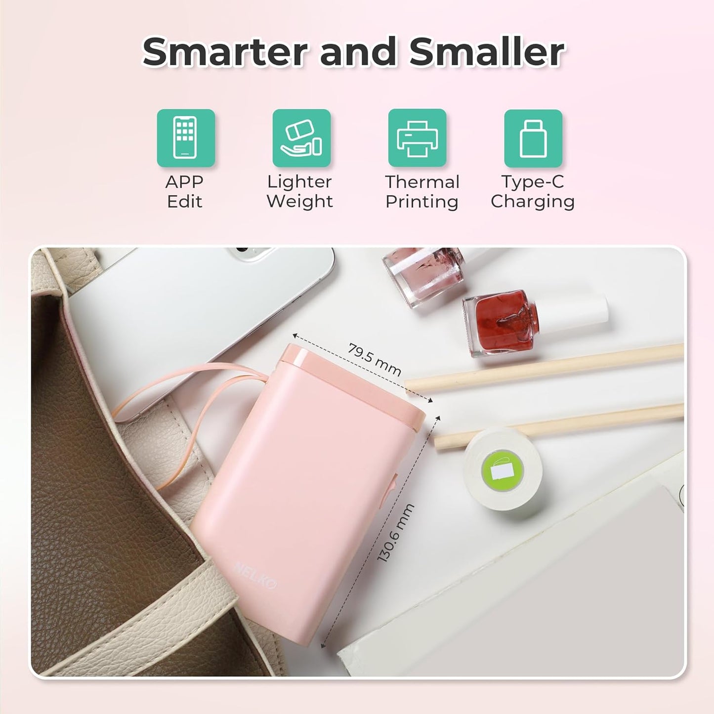 Nelko Label Maker Machine with Tape, P21 Bluetooth Label Printer, Wireless Mini Label Makers with Multiple Templates for School Office Home, White