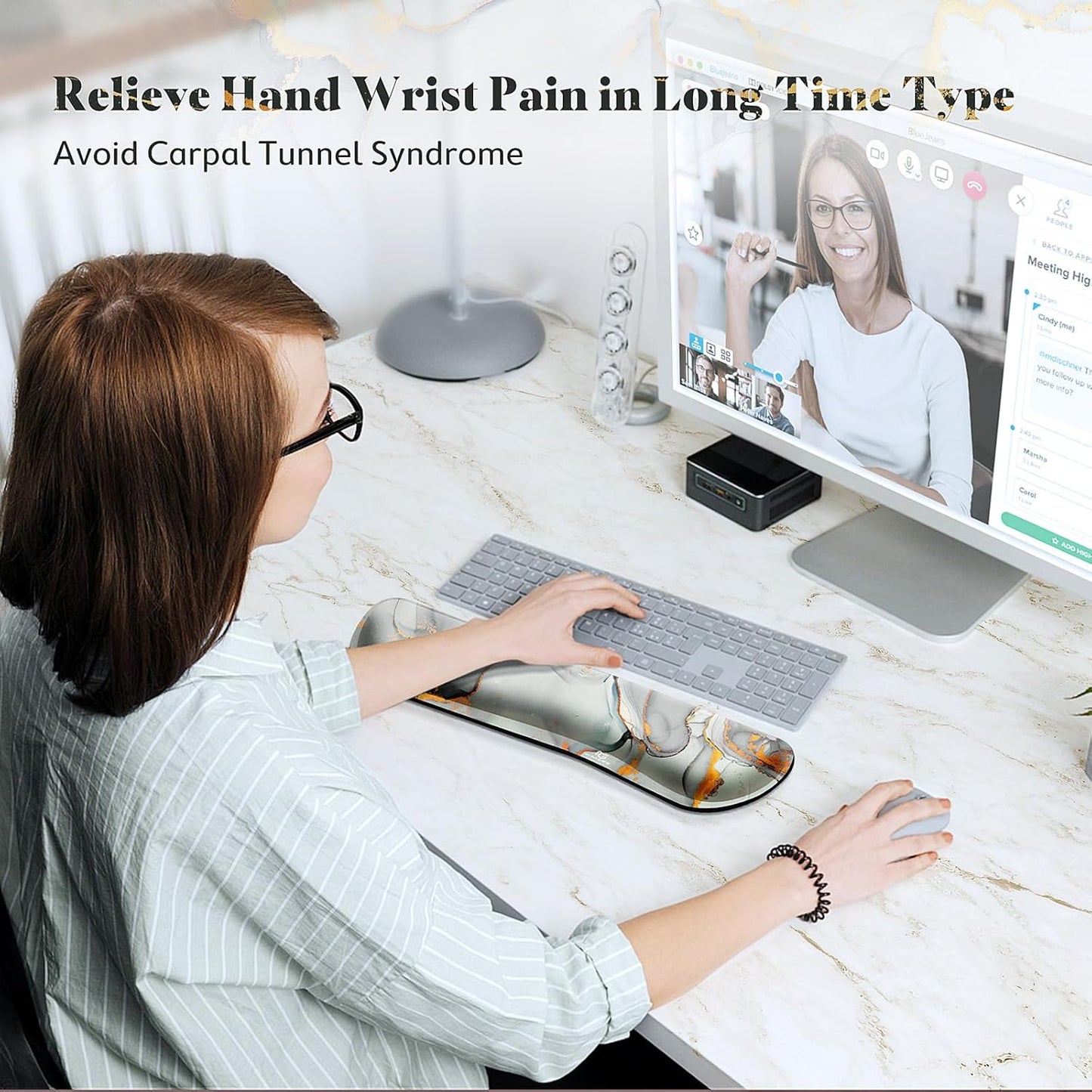 Gimars Upgrade Enlarge Silky and Superfine Fabric Gel Memory Foam Keyboard Wrist Rest Set, Ergonomic Keyboard Mouse Wrist Support for Typing Pain Relief, Comfort for Office, Gaming, Computer