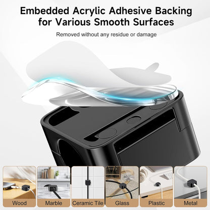 10 Pack Magnetic Cable Clips, Cord Organizer with Strong Adhesive Cord Holder for Nightstand, Desk, Home Office, Car, Phone Charger, USB, HDMI Cable Holder, Black