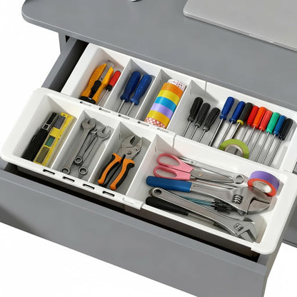 2pcs Drawer Organizer Expandable with Insert Adjustable Drawer Storage Tray Desktop Drawers Dividers to Organize and Store desk drawers organizer tray for Bathroom Office Kitchen