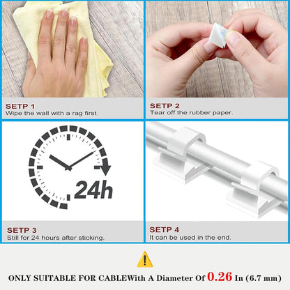 Cable Clips，50PCS Electrical Cord Management Adhesive Cable Wire Clip Wire Clips wall，Used for Cars, Offices, and Homes Cable Clips Cord Organizer（Black）