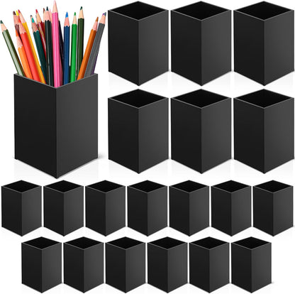 Crtiin 20 Pieces Acrylic Pencil Holder Makeup Brush Holder Pen for Desk Pencil Cup Acrylic Desk Accessories Desktop Stationery Organizer for Office School Home Supplies(Clear)