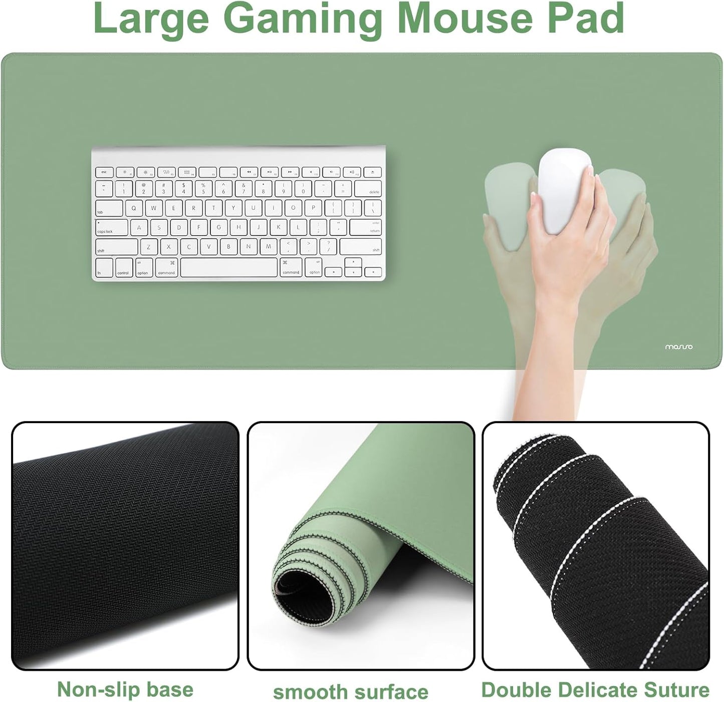 MOSISO Wrist Rest for Keyboard Mouse Pad Set, Large Gaming Deskpad&Circle Curved Mousepad&Keyboard Wrist Rest&Coaster, Ergonomic Non-Slip Mousepad&Easy Typing Pad with Silicone Lining, Apricot
