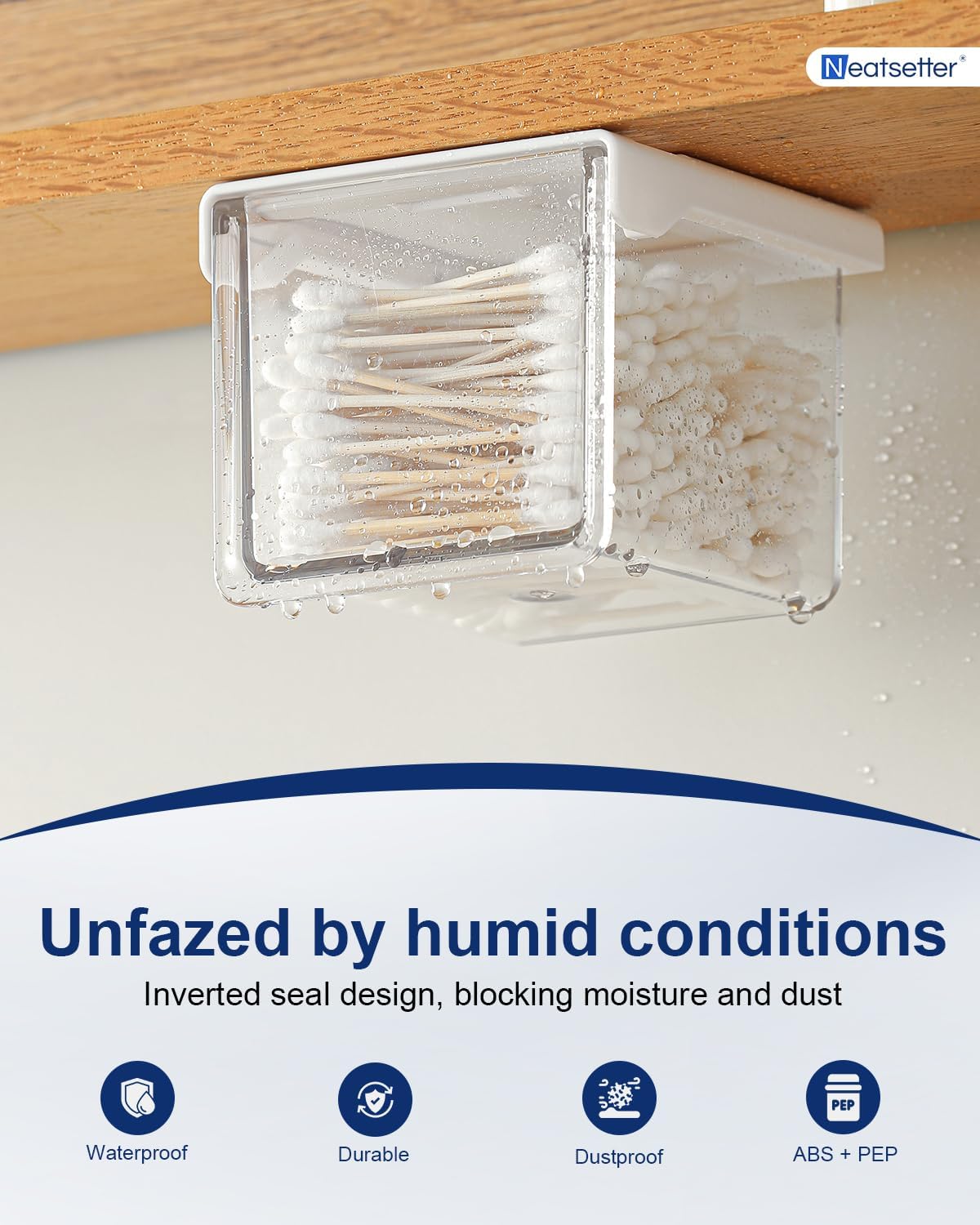 Hanging Cabinet Organizer – 33° Tilted Under Desk Drawer & Bathroom Storage – Self-Adhesive Clear Pull-Out Bins for Kitchen, Office & Vanity (Medium)
