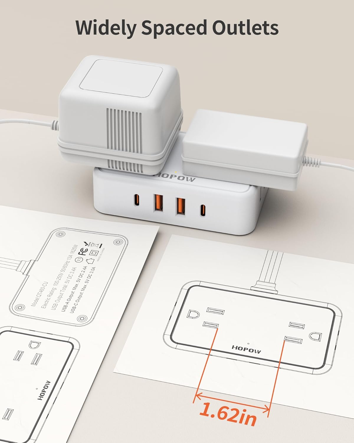 HOPOW Desk Clamp Power Strip, Desktop Mount Charging Station with 4 Outlets 4 USB Ports (2 USB C), 10Ft Under Desk Power Strip, Fits 2.75" Tabletop Edge, Extension Cord for Home Office, Black