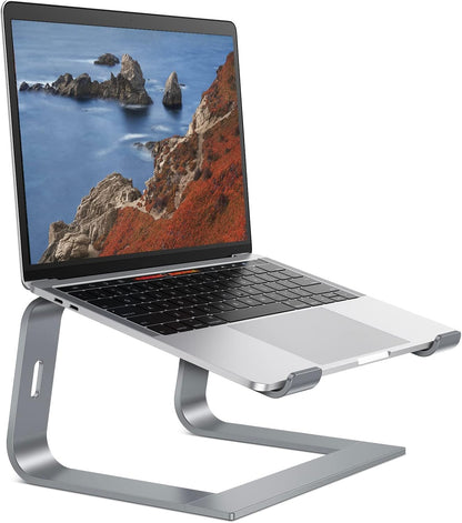 OMOTON Laptop Stand, Detachable Laptop Mount, Aluminum Laptop Holder Stand for Desk, Compatible with MacBook Air/Pro, Dell, HP All Laptops (11-16 inch), Silver