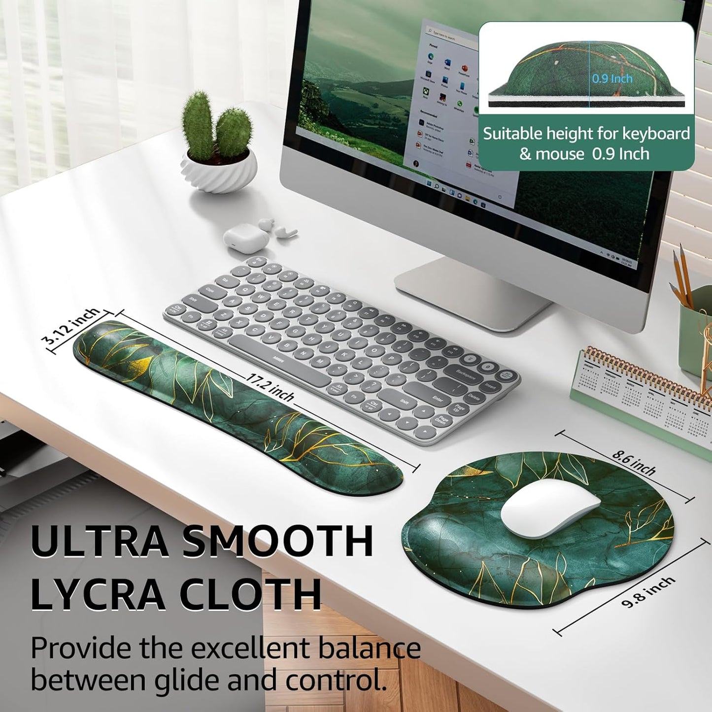KTRIO Ergonomic Keyboard Wrist Rest and Mouse Pad with Wrist Rest Set, Memory Foam Wrist Support for Typing, Gaming, Office and Home Use, Black