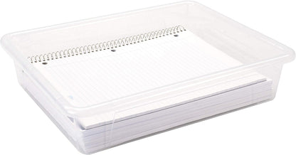 Storex Letter Size Flat Storage Tray – Organizer Bin for Classroom, Office and Home, Clear, 5-Pack (62531A05C), 10 x 13 x 3 Inches
