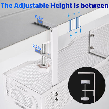 Under Desk Cable Management Box 25.3 Inch – Clamp-Mounted Cable Organizer Tray, Large Cord Management Box for Office & Home, Wire Organizer Under Desk Storage, White