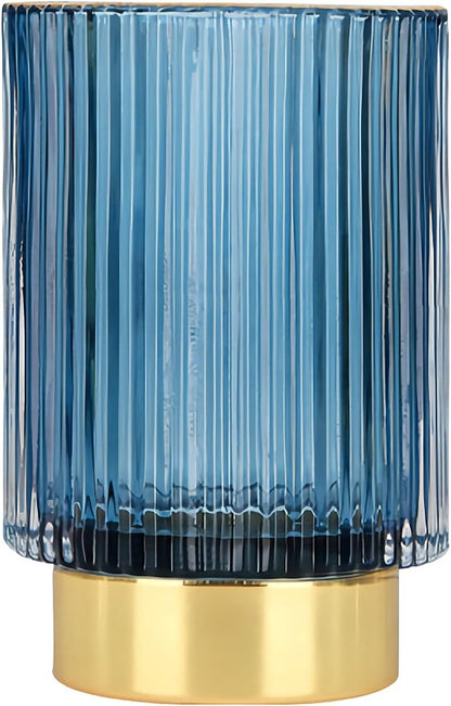 DASITON Makeup Brush holder Organizer,Crystal Cosmetic Makeup Brush Glass Brushes Storage Holder, Vintage Make Up Brush Cup Pen Pencil Holder striped vase(Coffee S)
