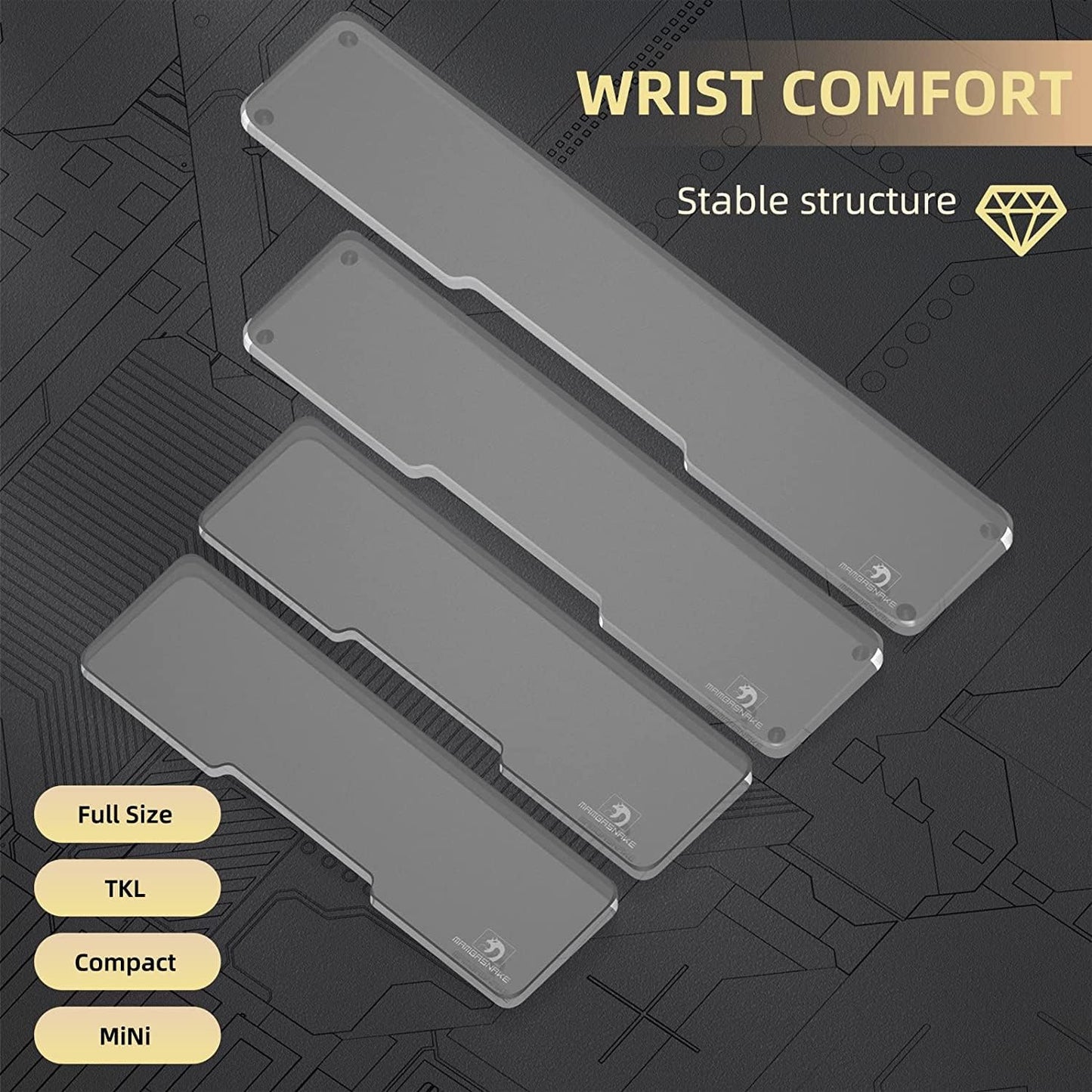 SELORSS Acrylic Keyboard Wrist Rest 98-Key Mechanical Keyboards Ergonomic Palm Rest for Computer Keyboard,Anti-Slip Base,Wrist Pad for Laptop,Office & Home-Easy Typing