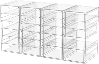 caktraie Versatile Acrylic Makeup Organizer, Drawer Organizer - Transparent Desktop Storage for Cosmetics, Office Supplies & More - Clear Organizer for Home & Office Use