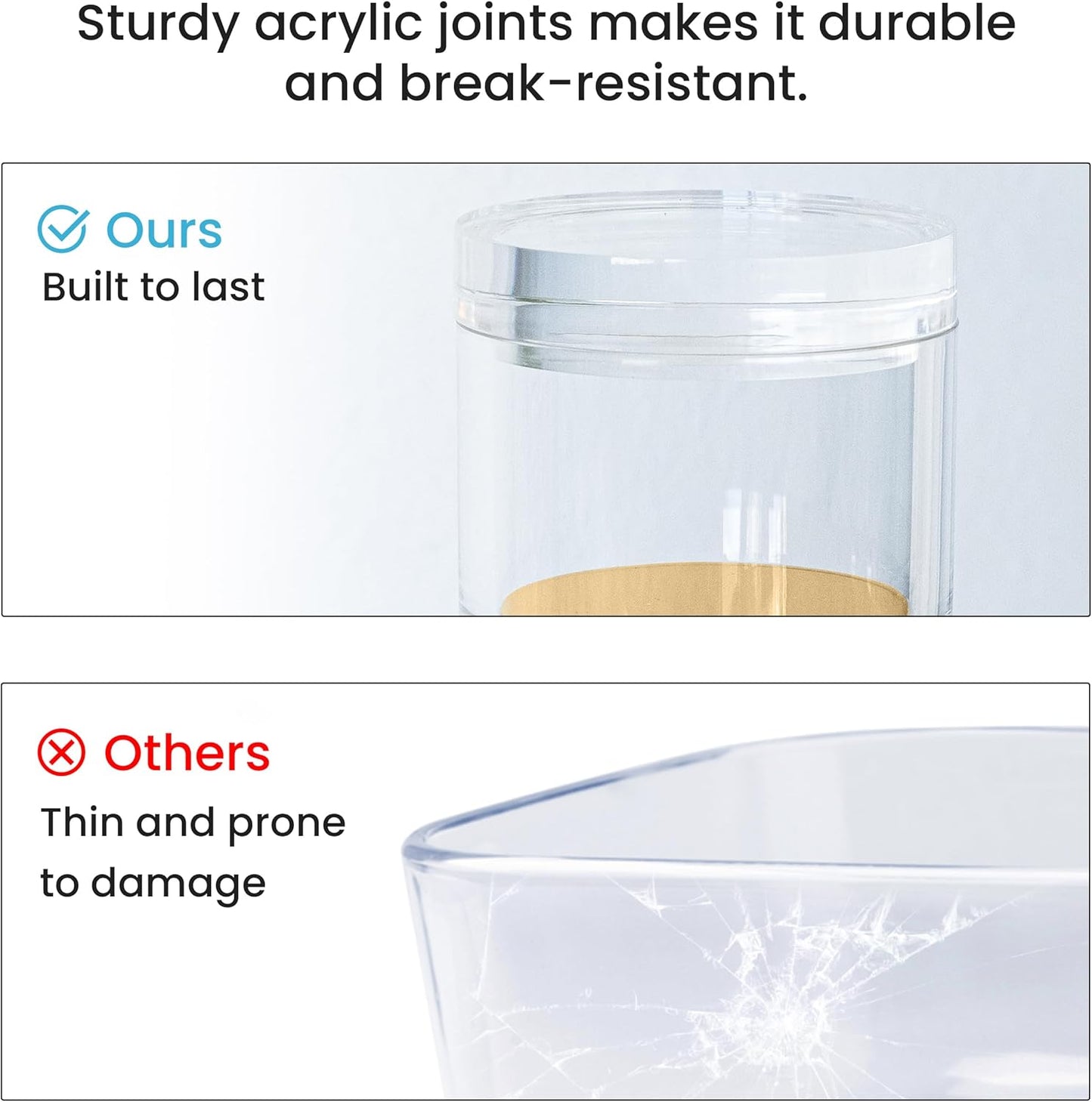 OfficeGoods 3-Tier Stackable Acrylic Holder- Stylish Desk Organizer and Storage for Office or Home – Transparent Round Design with Gold Metal Base