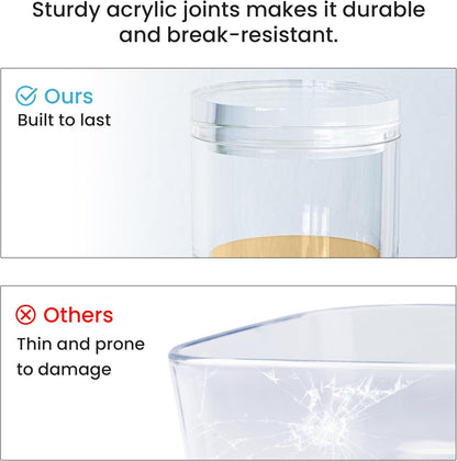 OfficeGoods 3-Tier Stackable Acrylic Holder- Stylish Desk Organizer and Storage for Office or Home – Transparent Round Design with Gold Metal Base