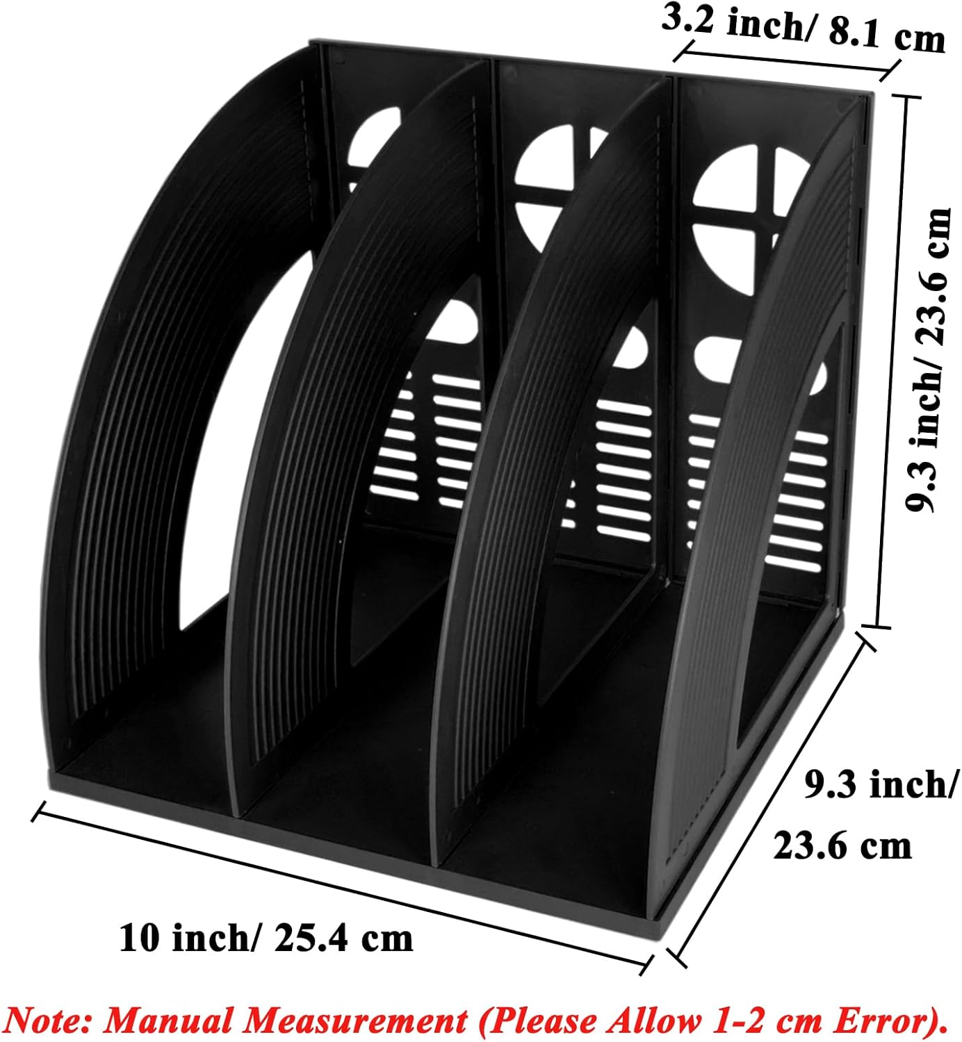 SAYEEC Magazine Holder Sturdy Binder Holder Desk File Sorter Plastic File Folder Organizer Stand Book Shelf Dividers Vertical Storage Rack Desktop Bookshelf Display Box for Office School Home (Black)