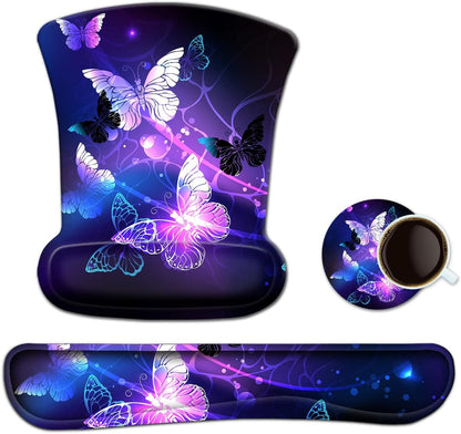 Keyboard Wrist Rest Pad Ergonomic Mouse Pad Set, ToLuLu Gel Mouse Pad Wrist Support for Computer Laptop, Mousepad Keyboard Wrist Support with Memory Foam for Easy Typing Pain Relief, Van Gogh Painting