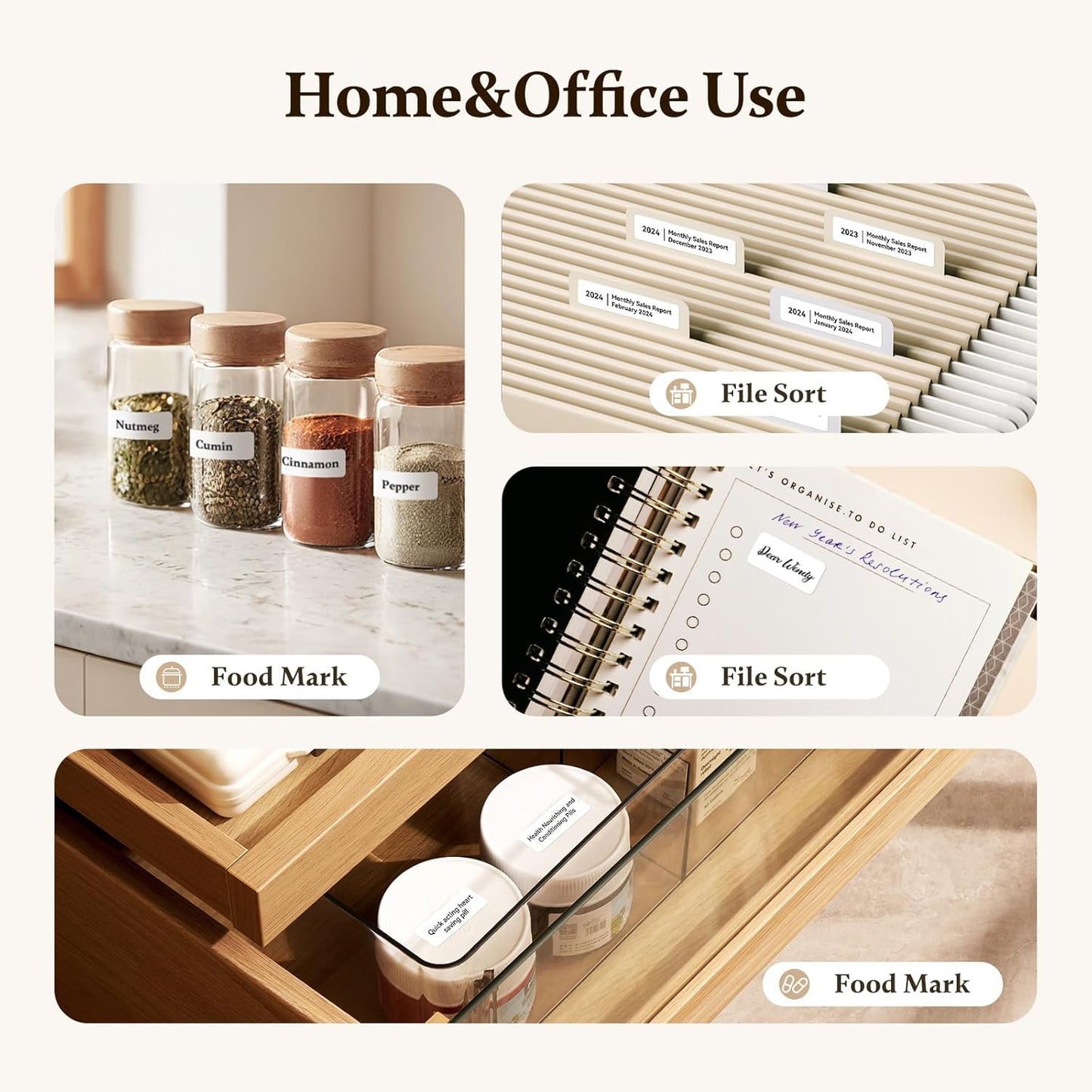 NIIMBOT 300 DPI D11 Label Maker Machine with 1 Tape, Mini Portable Label Printer, Bluetooth Thermal Label Printer Sticker Labeler for Office Home Kitchen School Organization, White