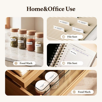 NIIMBOT 300 DPI D11 Label Maker Machine with 1 Tape, Mini Portable Label Printer, Bluetooth Thermal Label Printer Sticker Labeler for Office Home Kitchen School Organization, White