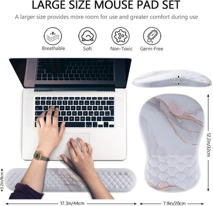 Mouse Pad Wrist Support, Laokiiy 2 in1 Keyboard Wrist Rest+ Ergonomic Mouse Pad, Non-Slip Wrist Rest for Computer Keyboard, Made Easy Typing & Relieve Wrist Pain（Banana Leaf Green）