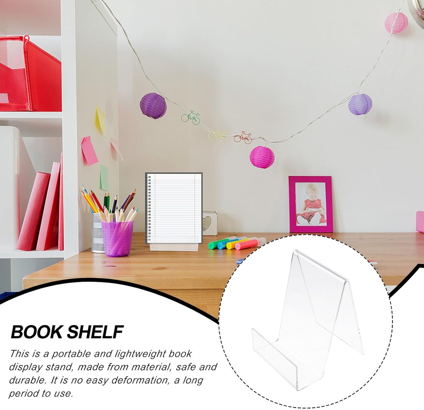 MAGICLULU Transparent Acrylic Book Display Stand 4.13X3.54X2.95 Inch Vertical Book Holder Desktop Shelf for Textbooks Magazines and Tablets