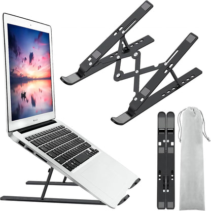 Leeboom Ergonomic Laptop Stand for Desk, 360° Rotating Aluminum Laptop Riser, Adjustable Notebook Holder for MacBook Air/Pro, Dell, HP, Lenovo (10–15.6", Silver) – Not for Gaming Laptops