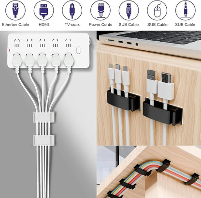 for Desk Under Table Wire Management Adhesive Cable Clips 49Pcs(Black).Used for Computer pc,tv,ethernet Wires Cable Management on Large Cable Hooks Organizer Clips (Black, Large：29PCS)