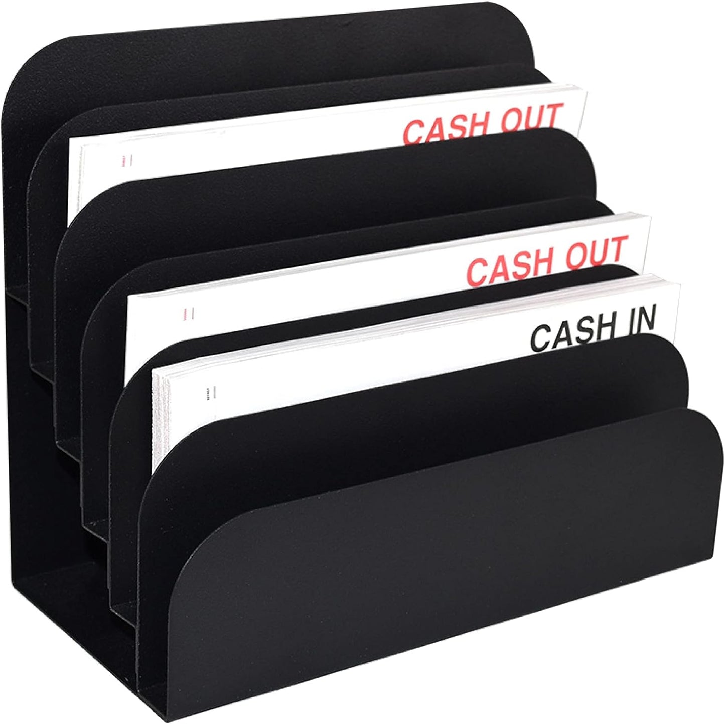 BankSupplies STEELMASTER 6 Slot File and Desk Organizer Paper Organizer Black Powder Coat Finish