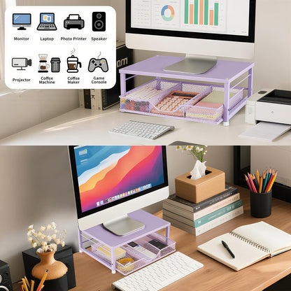 Small Laptop Stand for Desk, Monitor Stand Riser, Office Desk Accessories, Computer Desktop Stand with Drawer for Home, Office, School (Mint Green)