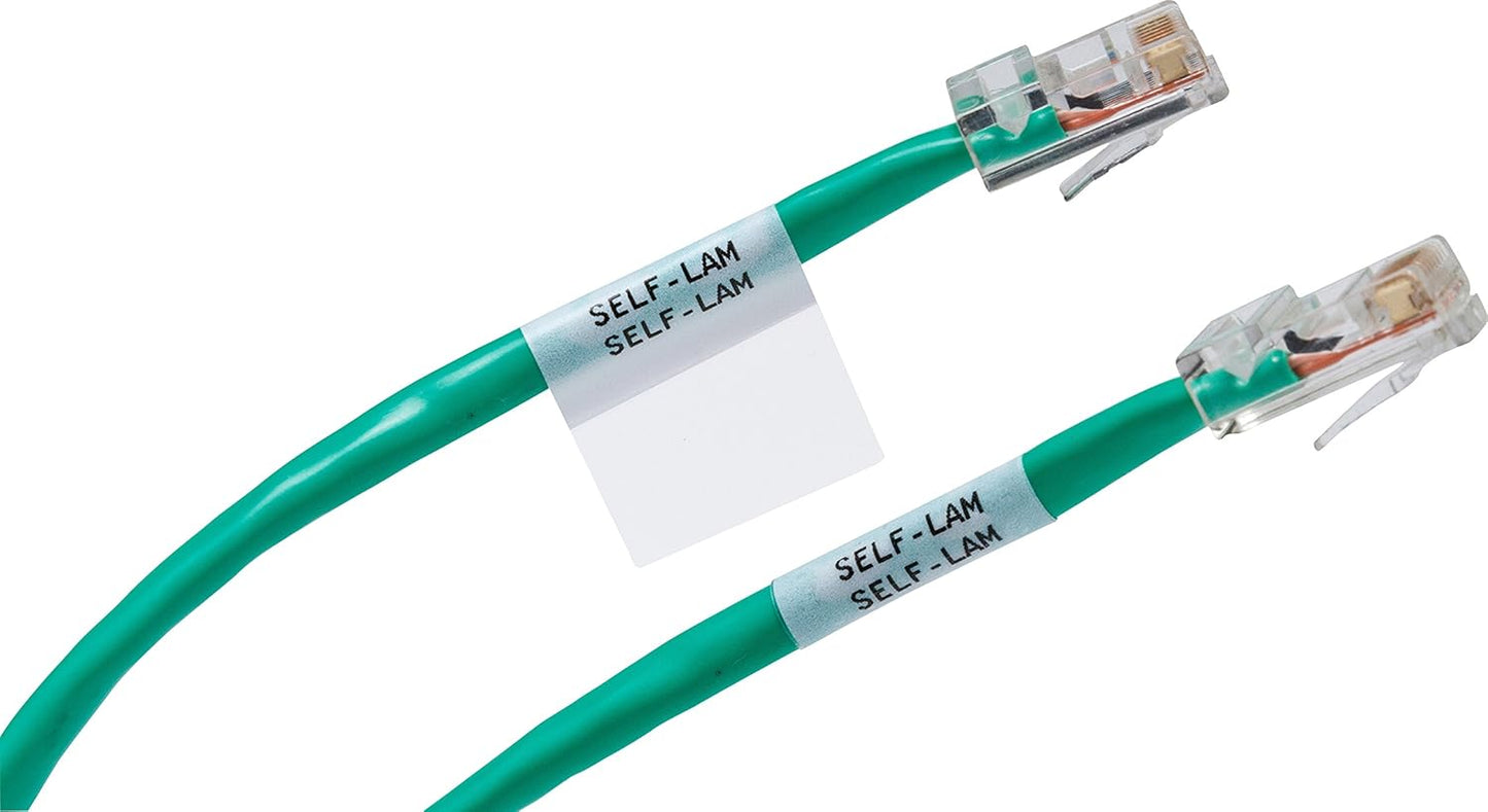 Brady Authentic (M21-750-427) Self-Laminating Wire Wrap for Control and Electrical Panels, Datacom Cable, Black on White- For M210, M210-LAB, M211, BMP21-PLUS and BMP21-LAB Printers, .75" W, 14' L