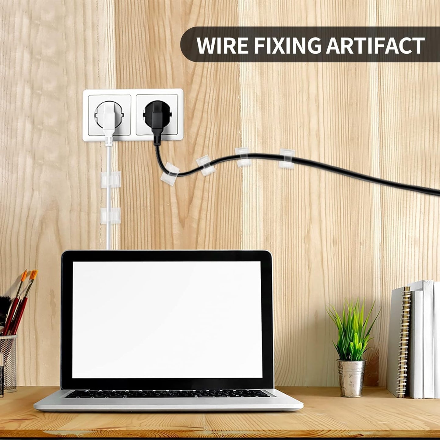 Viaky 30 Pcs Black Clips Self Adhesive Backed Nylon Wire Adjustable Cable Clips Adhesive Cable Management Drop Wire Holder