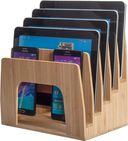 MobileVision Bamboo Multi Device Organizer for Smartphones, Tablets and Laptops, 5 Slots