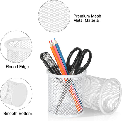 EasyPAG Pencil Holder for Desk, 2 Pack Metal Pen Organizer, Mesh Pencil Cup Organizer for Home, Office, Classroom, School, Black