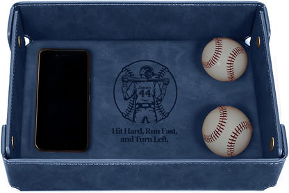 Engraved Leather Valet Tray for Men – Personalized Catchall with Custom Name for Desk, Dresser, Nightstand – Men's Organizer Tray for Keys, Wallet, Jewelry, Personalized Gift for Home, Office - Coffee