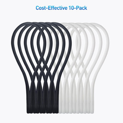 Cable Matters 10-Pack Ultra Strong Silicone Magnetic Cable Ties, Magnetic Cord Ties/ZipTies/Cord Organizer, Black and White